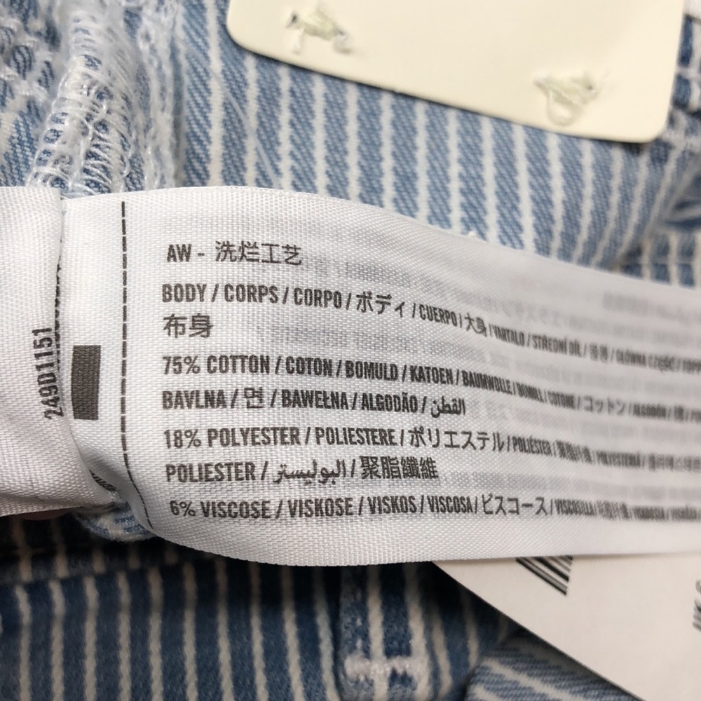 Abercrombie Kids Shorts Mid Rise Midi 13/14 Regular Blue & White Stripe Denim - Picture 6 of 15